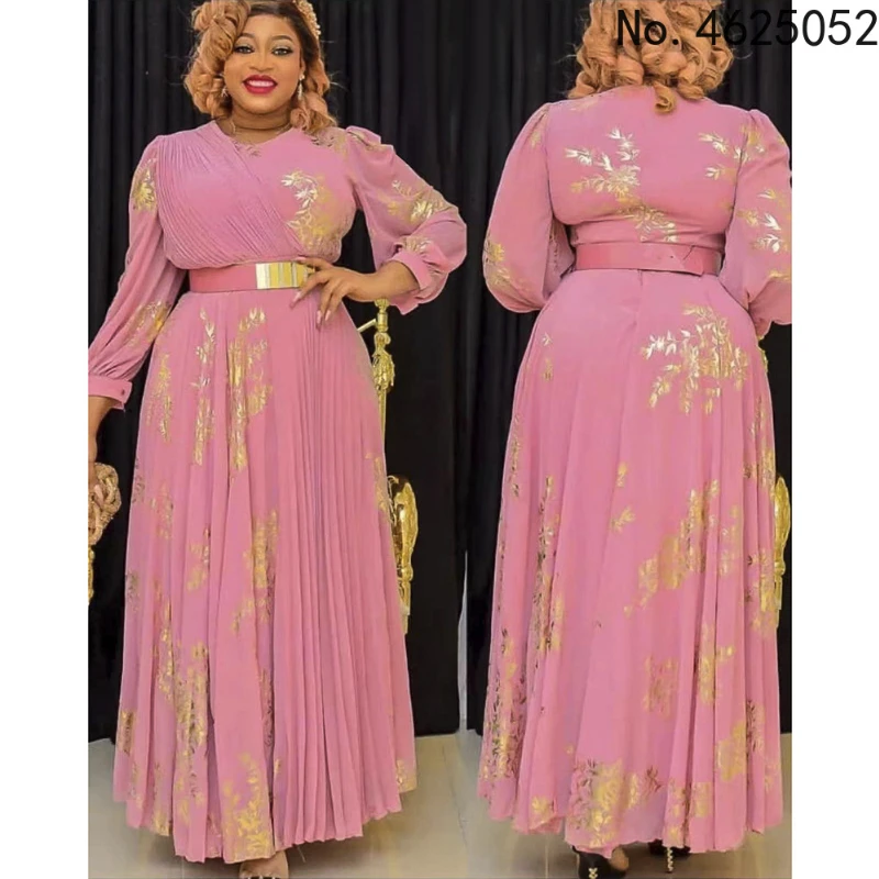 

African Dresses for Women Turkish Muslim Chiffon Party Long Dress Dashiki Ankara Wedding Evening Gown Plus Size Outfits 2022