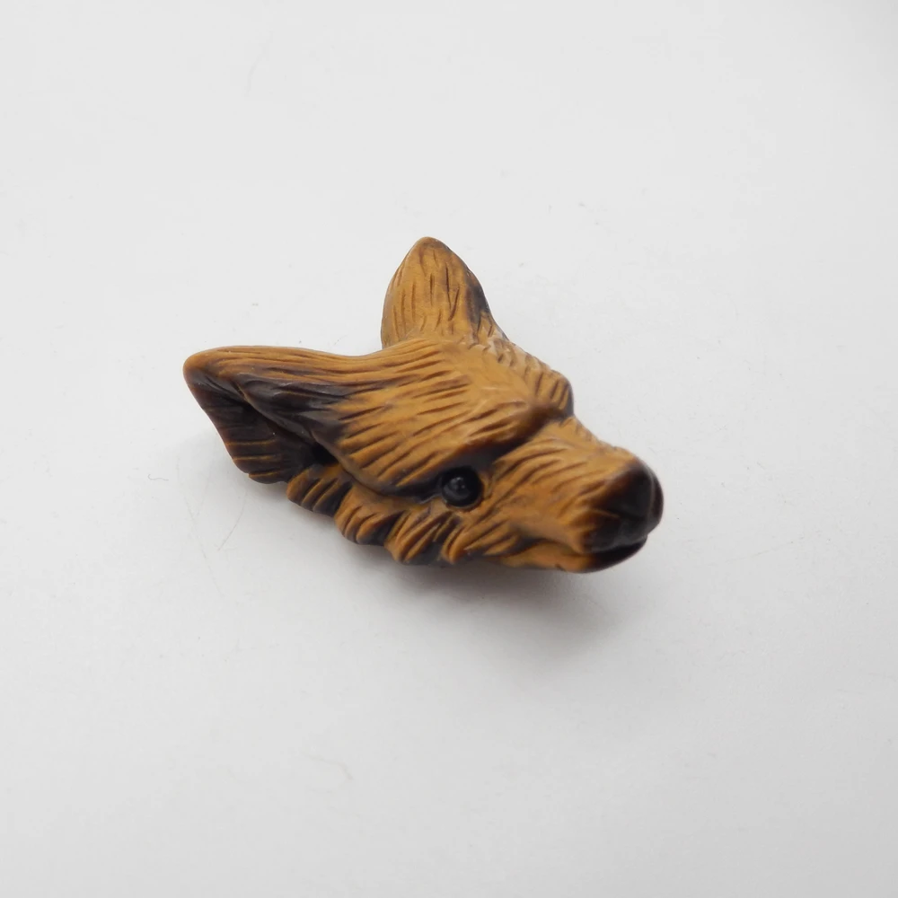 Натуральный тигровый глаз ручная Резная Голова волка кулон бисер