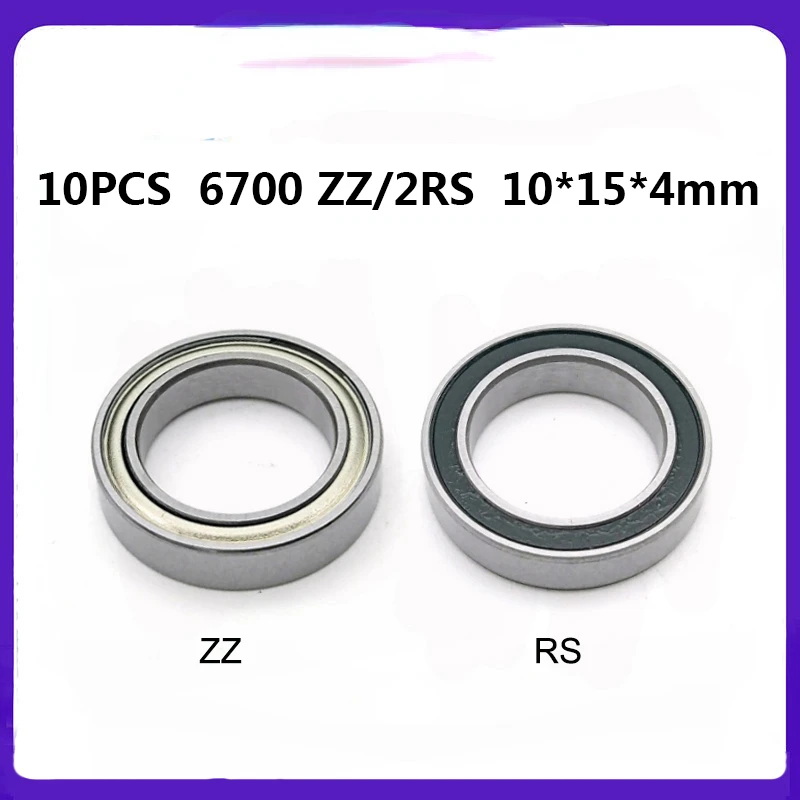 

6700 10PCS/100PCS ABEC-5 6700-2RS High quality 6700ZZ 6700 2RS RS 10x15X4 mm Miniature Rubber seal Deep Groove Ball Bearing