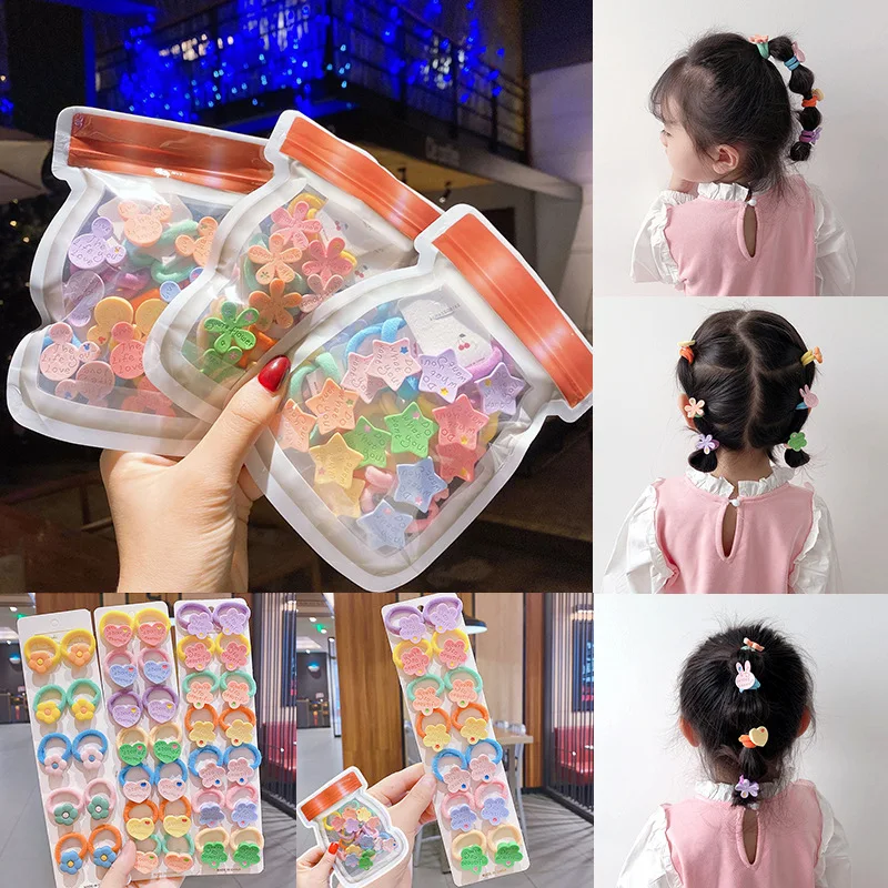 

10/14 Pcs/Set Cartoon Five Star Floral Hair Ring Kawaii Hair Ornament Headwear Elastic Rubber Bands Headbands Hair Accessories