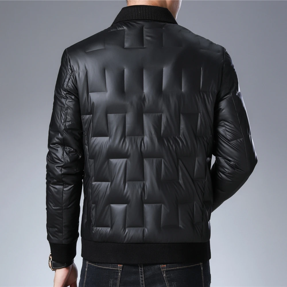 COODRONY Brand Knitted Collar Zipper Jacket Men Clothing Winter New Arrival Parka 90% White Duck Down Overcoat Windbreaker Z8165