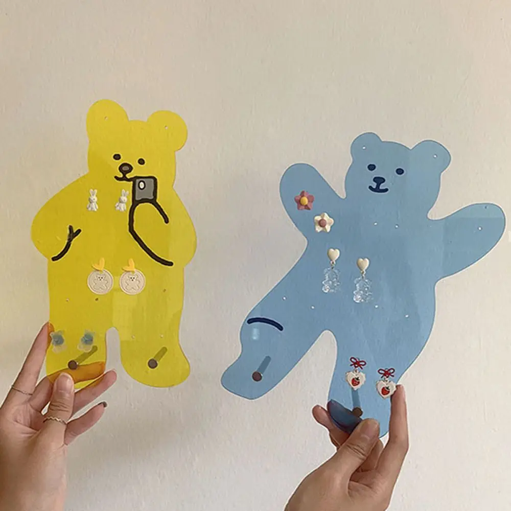 Cute Bear Transparent Earring Display Rack Hanging Storage Rack Acrylic Earring Accessories Mall Organizer Earring Support Decor