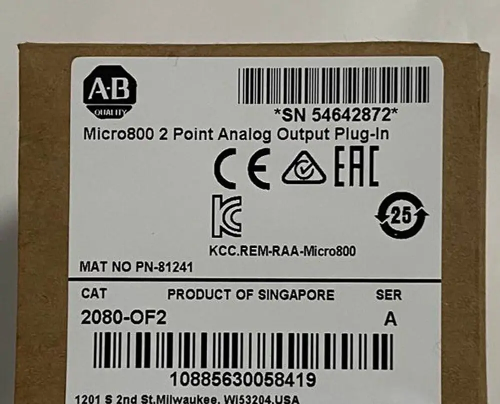 

NEW Sealed Allen-Bradley 2080-OF2 Micro800 2 Point Analog Output Plug-In