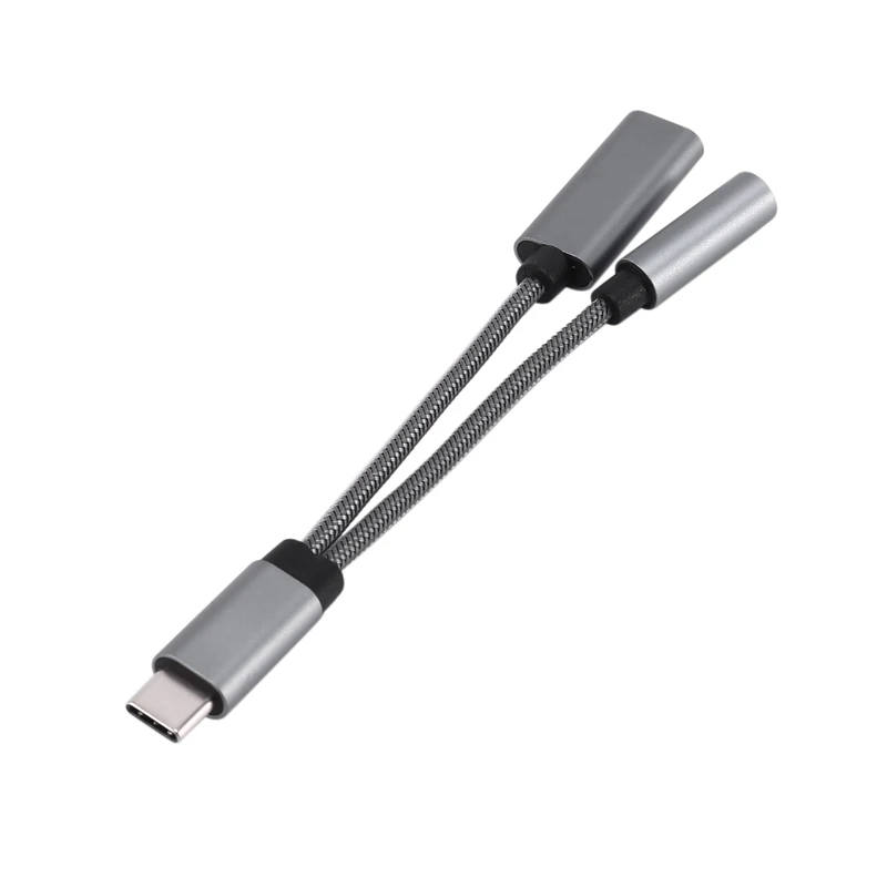 

Адаптер для наушников 2 в 1 с USB C на 3,5 мм, аудиокабель с PD 60 Вт, быстрая зарядка для Galaxy S21 S20 Ultra S20