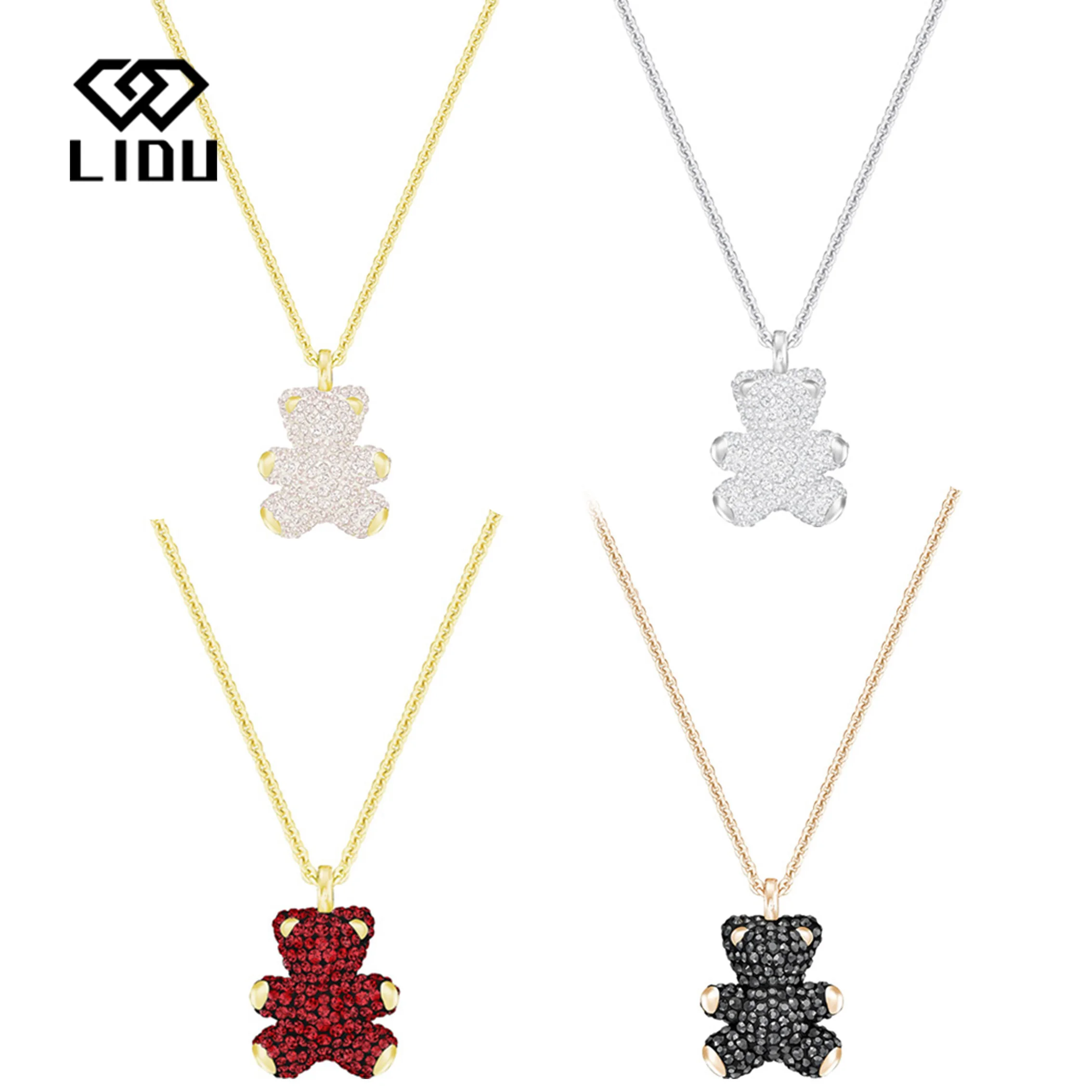 

LIDU High Quality Fashion Exquisite Cartoon Teddy Bear Pendant Necklace Send Gift To Friends Free Mail Manufacturer Wholesale