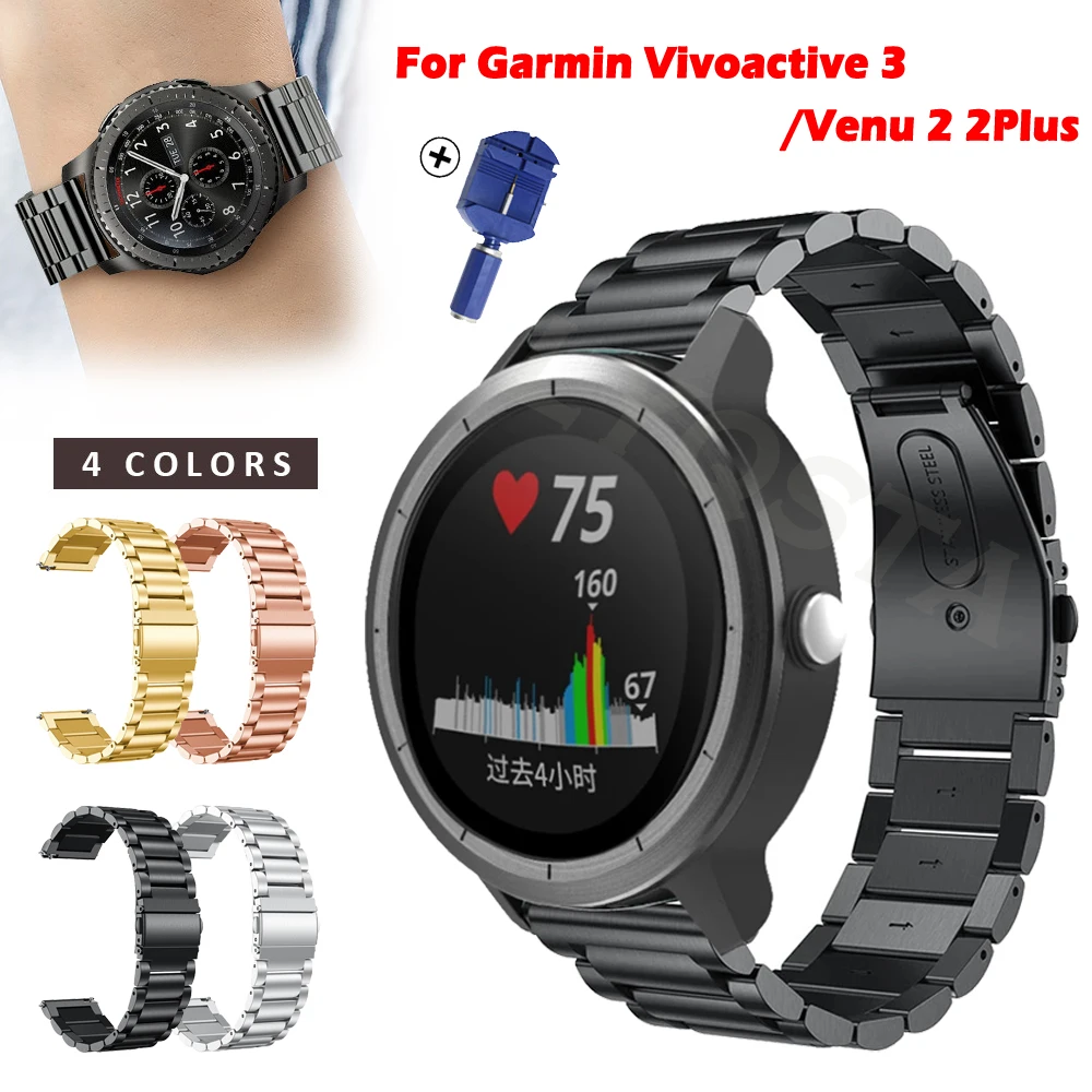 

20/22mm Metal Watchband Strap For Garmin Venu SQ 2 Plus 2Plus / Vivoactive 3 4 Smartwatch Sport Stainless Steel Bracelet Band
