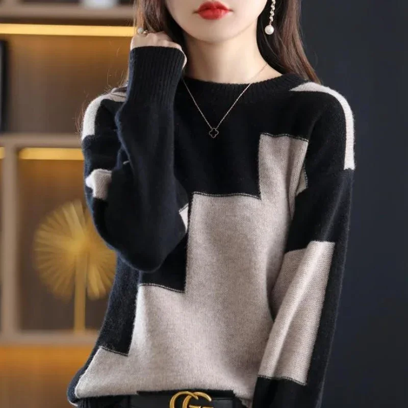 

Women's Sweater Pullovers Knit Tops for Woman Green Round O Neck in Promotion Sale 2023 New Collection Korean Fashion Winter