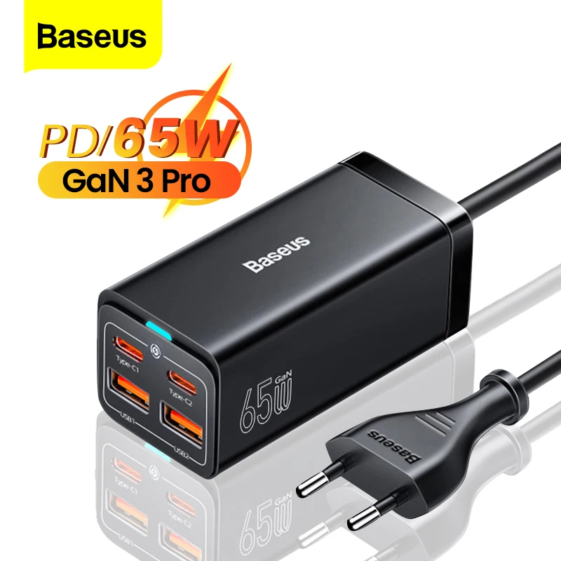 

Baseus PD 65W GaN Charger USB Type C Fast Charging Station Quick Charge 4.0 Desktop Charger Adapter For iPhone MacBook Samsung