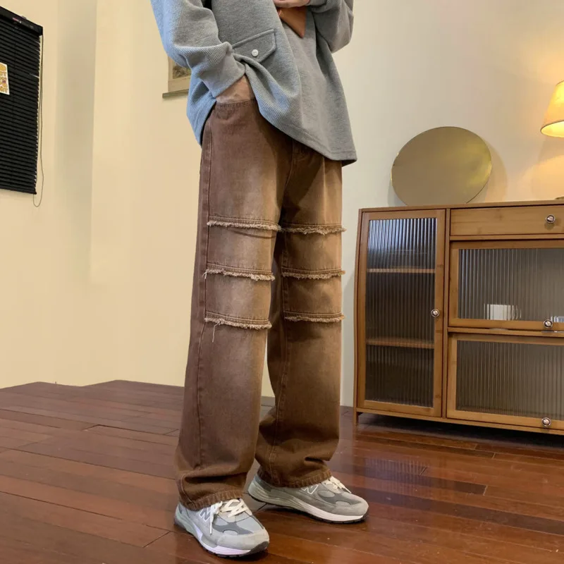 Baggy Jeans Men Fashion Retro Casual Wide Leg Jeans Men Streetwear Hip Hop Loose Straight Denim Pants Mens Trousers M-2XL