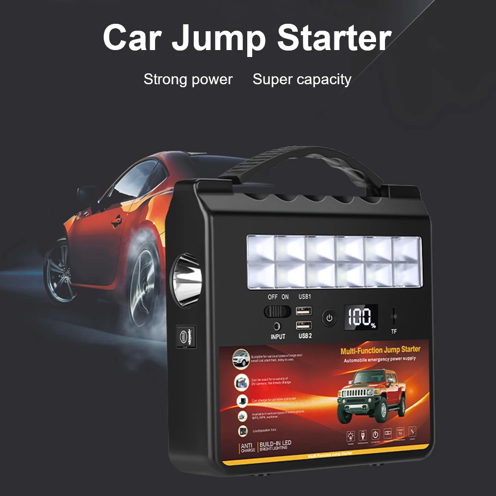

Multi-funtional Car Jump Starter Power Bank with Bluetooth-Compatible Speaker Emergency Flashlight Car Emergency Battery Booster