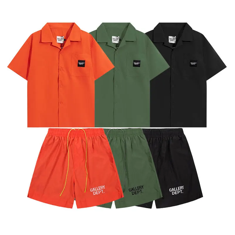 

Пляжная одежда с буквенным принтом и вышитым логотипом GALLERY DEPT 23SS, уличная одежда в стиле хип-хоп, кулиска, спортивные мужские шорты, комплект из двух предметов