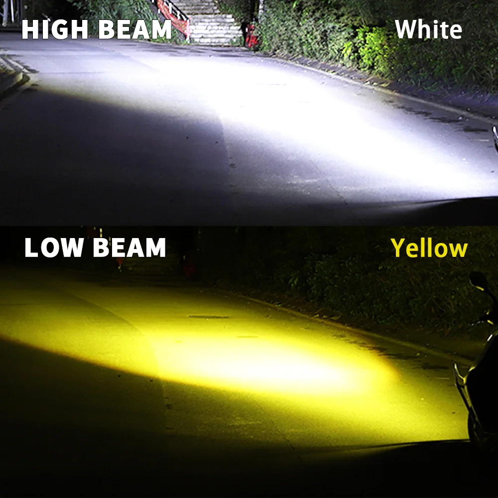 

H4 BA20D мотоциклетные светодиодные фары 10-80 В с объективом «рыбий глаз» МОТО дальнего ближнего света белые желтые лампы мо...