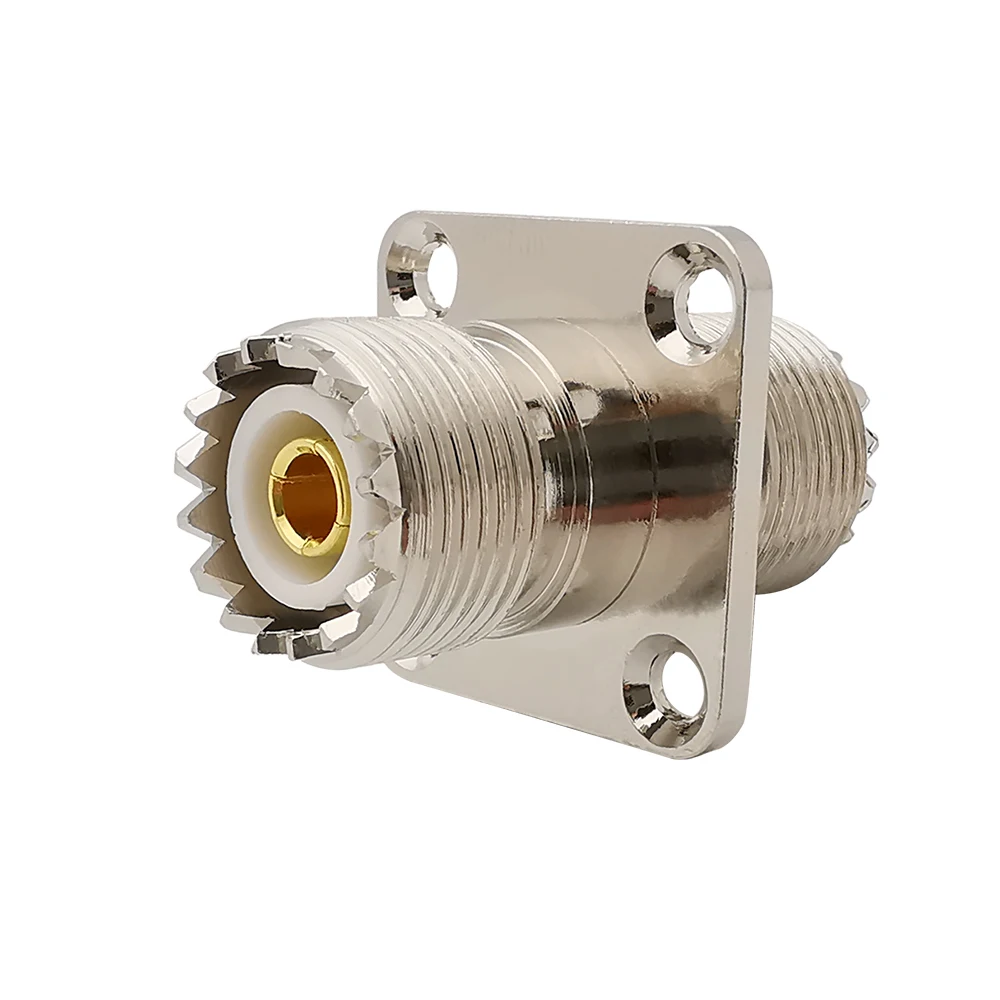 

1Pcs UHF SO-239 Female to UHF Female 4 Hole Flange RF Coaxial Coax Adapter SO239 PL259 UHF VHF Antenna Panel Mount Connector