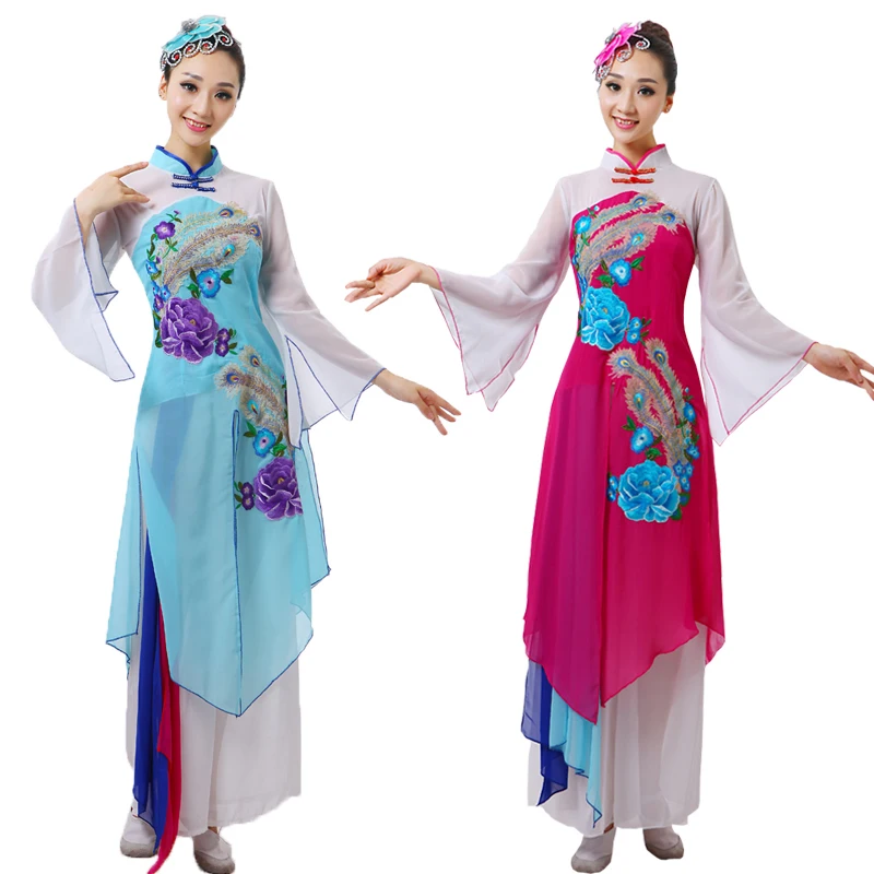 

Women's Hanfu Chinese style classical dance performance costume women's Yangko fan dance costume folk dance performance costume