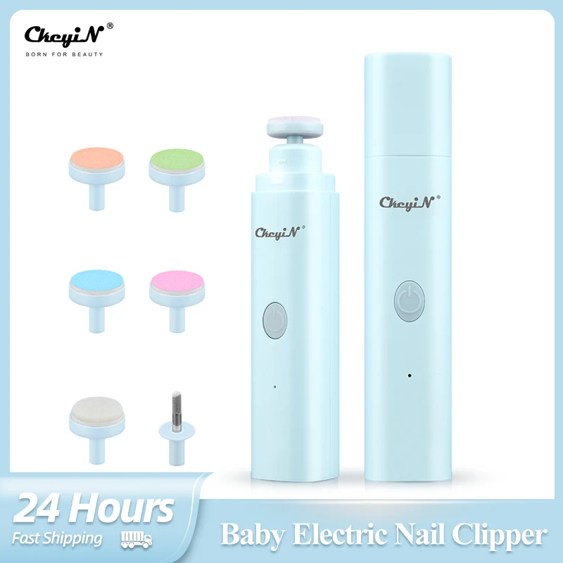 

CkeyiN 6 in 1 Electric Baby Nail Trimmer Low Nosie Nail File Scissors Manicure Pedicure Cutter With Light For Kids Elder Newborn