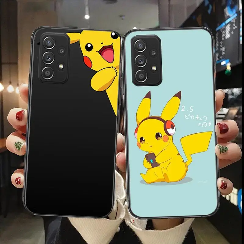 

Pokemon Pikachu Black phone case for Samsung Galaxy A51 A50 A52 5G A20E A60 A20S A71 A40 A40S A90 A70 A32 A30 A70 A21S phone ca