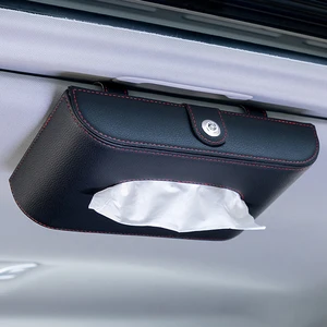 Leather Car Tissue Box Holder Sun Visor Armrest Skylight Seat Back Sunroof Hanging Napkin Paper Box Storage Decoration