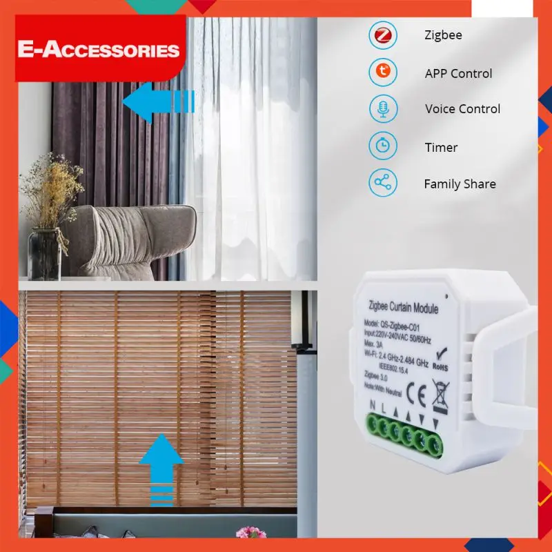 

Switch Controller Smart Life Zigbee Curtain Switch Module Timer Setting Voice Control Tuya Roller Shutter Switch Controller