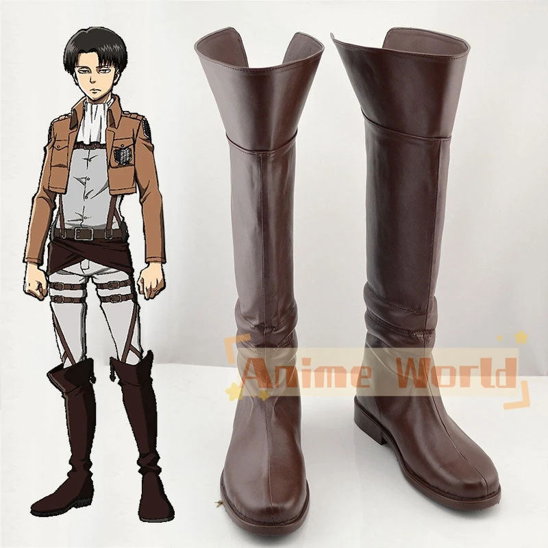 Фото Levi Ackerman Eren Yeager Mikasa Ackerman Обувь Сапоги для косплея Хэллоуин Карнавальные сапоги на заказ
