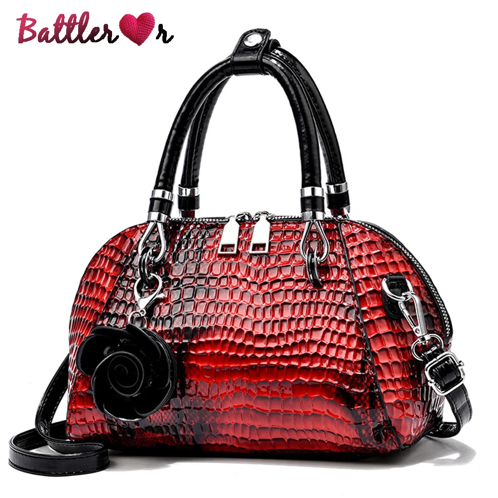 

European And American Style Fashion Handbag Yellow Crocodile Pattern Women Tote Bag Ladies Small Shell Messenger Shoulder Bags