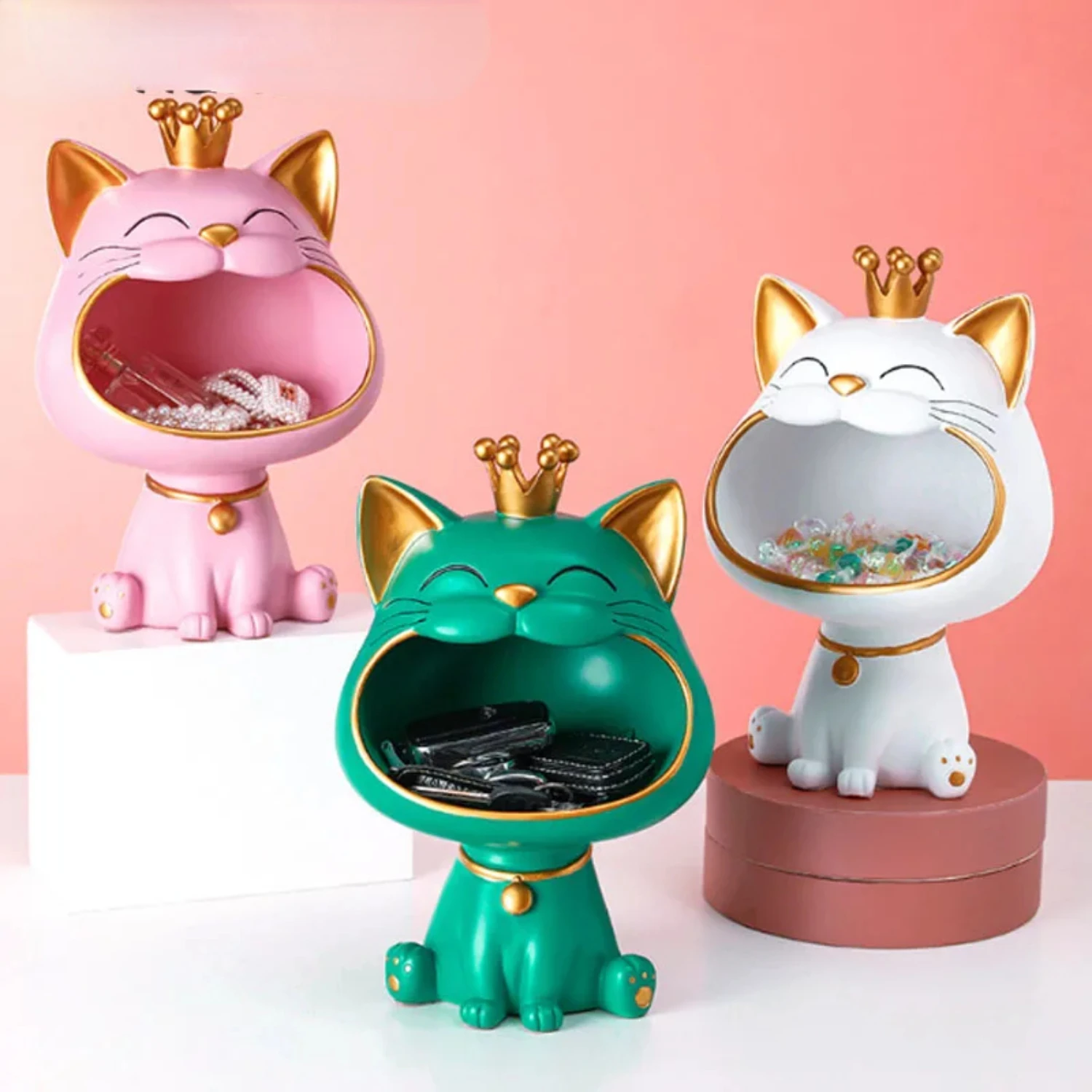 Статуя Lucky Cat скульптура украшение стола миниатюрная фигурка ящик для хранения