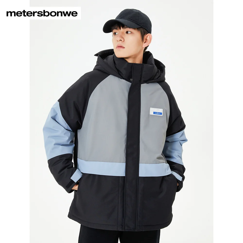 Metersbonwe Camouflage Color Cargo Down Wear For Man Loose 80%Gray Duck Down Stand Collar Hooded Warm Wear Winter Down Coat