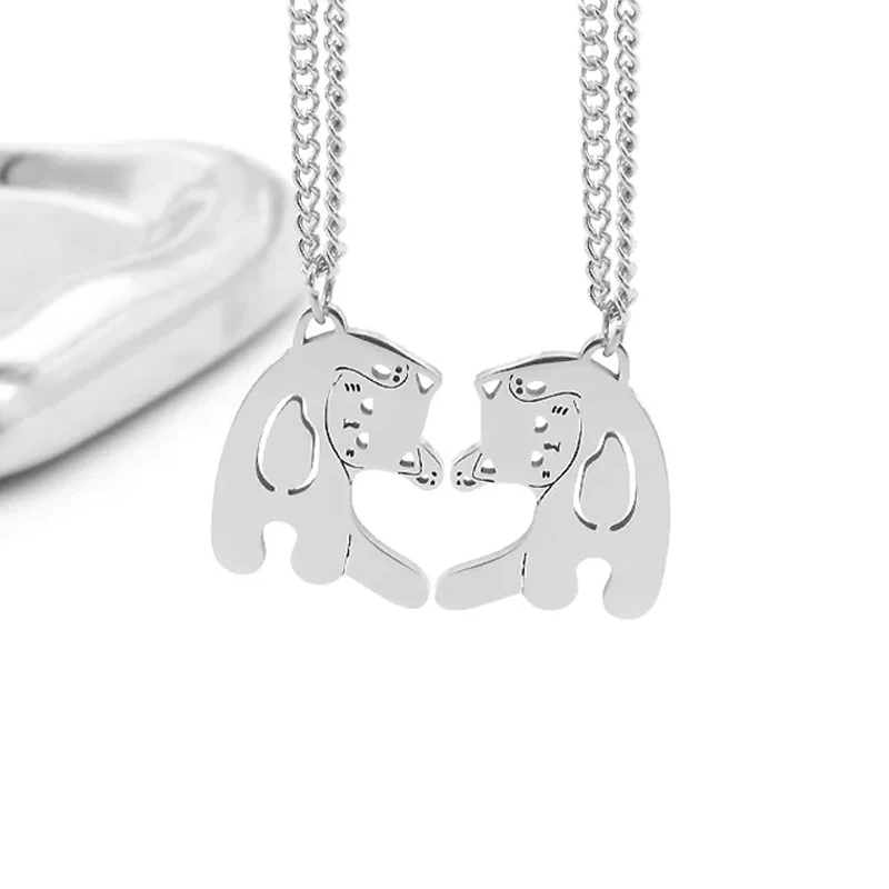 

Trend Love Cat Pendant Necklace For Couple Fashion Kpop Cute Heart Titanium Jewelry No Fade Sweater Chain Women Men Party Gift