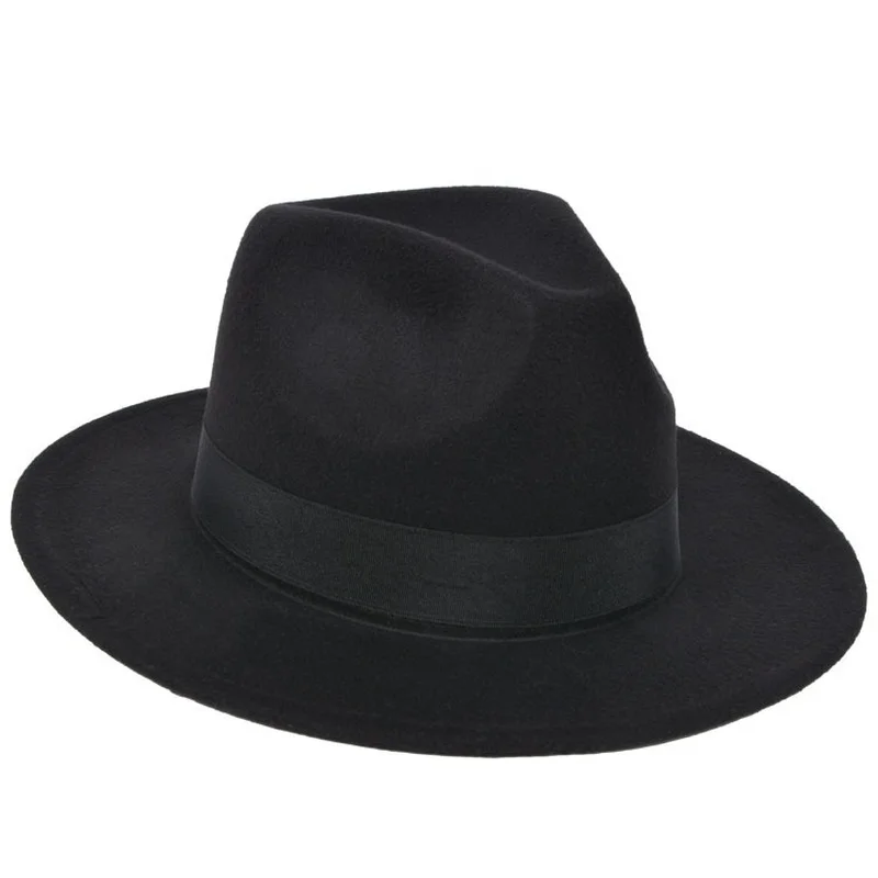 

New Vintage Fedora Men Wool Wide Brim Top Hat Witner Autumn for Woman Chapeau Black Church Hat Bowler Ladies women's Jazz Hats