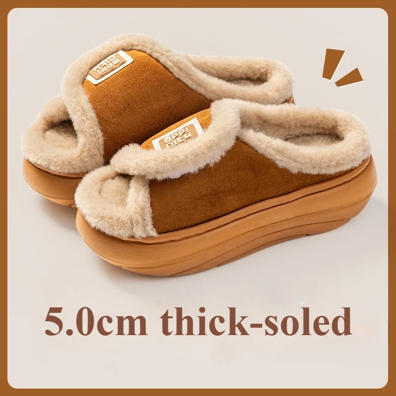 Модная верхняя одежда хлопковые тапочки женская зимняя новая толстая подошва