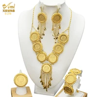 aniid african gold color coin necklace bracelet jewelry sets for women dubai middle east 2022 new bridal wedding jewellery gifts