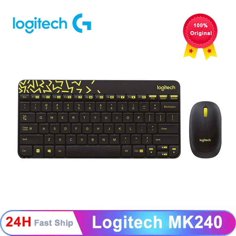 

Logitech MK240 Nano wireless keyboard and mouse combo set suitable for laptop desktop computer home office using