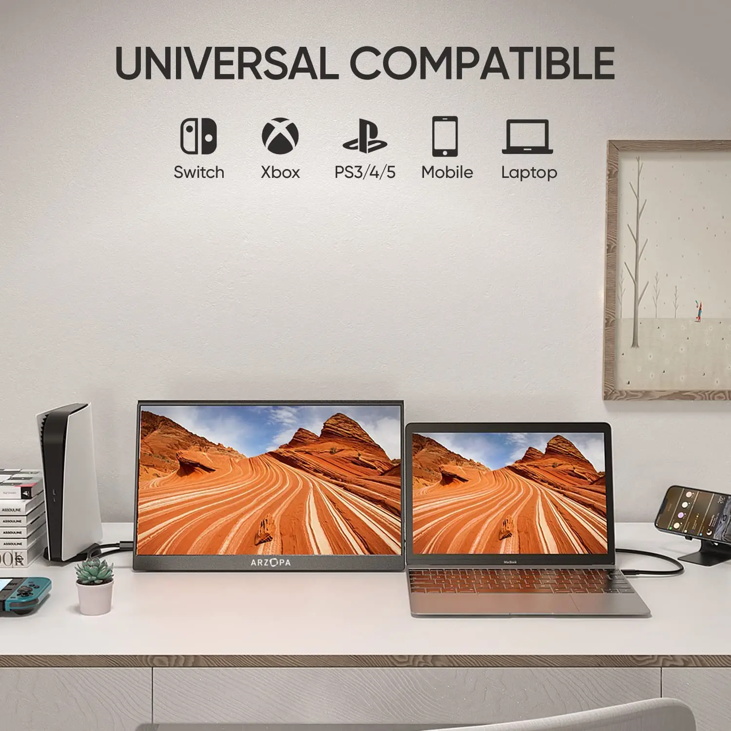 Фото Портативный монитор 15,6 дюймов 1080P HDR IPS FHD экран USB C HDMI для ноутбука ПК Huawei телефона Asus Switch Xbox и PS4 №3