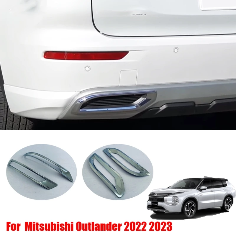 

For Mitsubishi Outlander 2022 2023 ABS chrome rear Foglight Lamp Cover Rear bumper decorative frame exhaust pipe air outlet trim