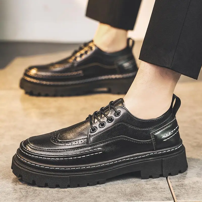 

Hair Stylist Brogue Leather Shoes Men's 2023 New Autumn British Style Business Soft Bottom Casual Leather Shoes Men