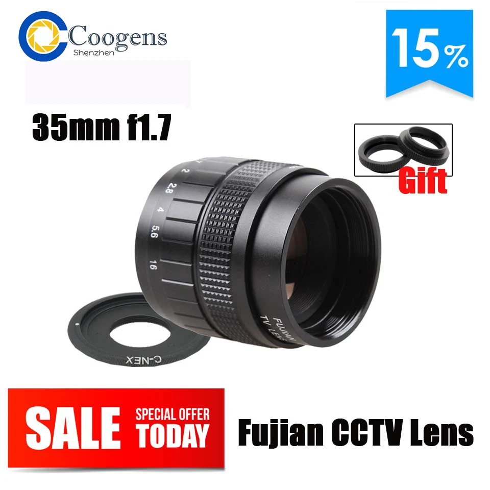 

Fujian 35mm F1.7 CCTV Camera Lens TV Movie Fixed Focus C Mount for Sony NEX-3 C3 F3 5 5N 5R 5T 6 7 VG20 VG30 V900 Mirrorless