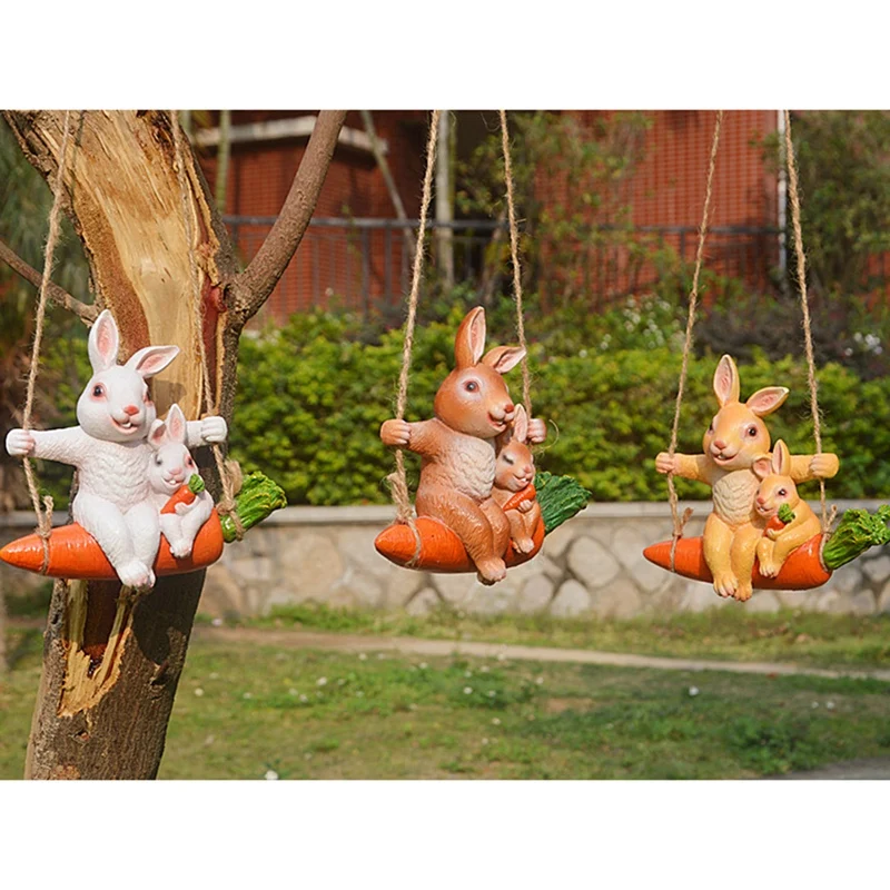 

Садовый кролик, животное на качели, милая подвесная морковка, мама и ребенок, кролик для двора, ландшафта