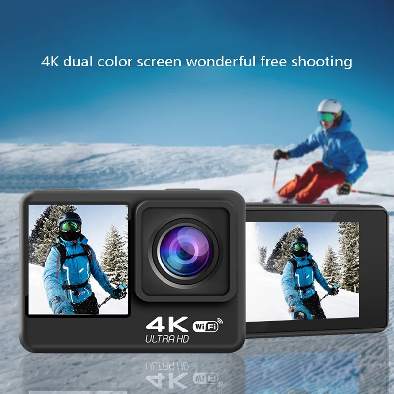 Новинка 2022 4K / 60Fps 2 дюйма + 1 3 умная Экшн-камера с двойным экраном 170 ° DV подводная