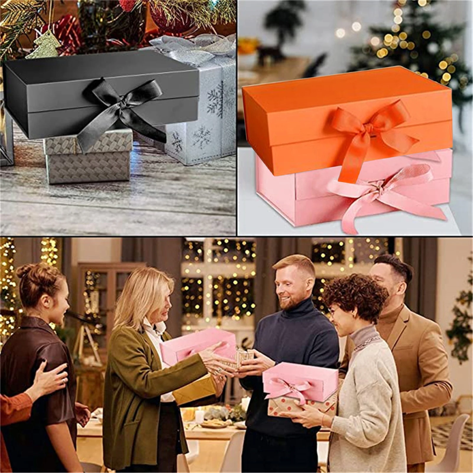 Diy Collapsible Magnetic Open Large Capacity Solid Storage Case With Ribbon Gift Boxes