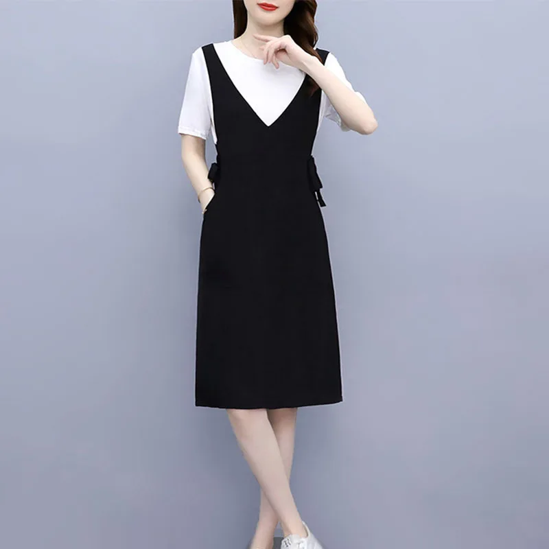 

Платье женское ТРАПЕЦИЕВИДНОЕ с коротким рукавом, модная уличная одежда в стиле пэчворк, Элегантное повседневное свободное, лето 2023