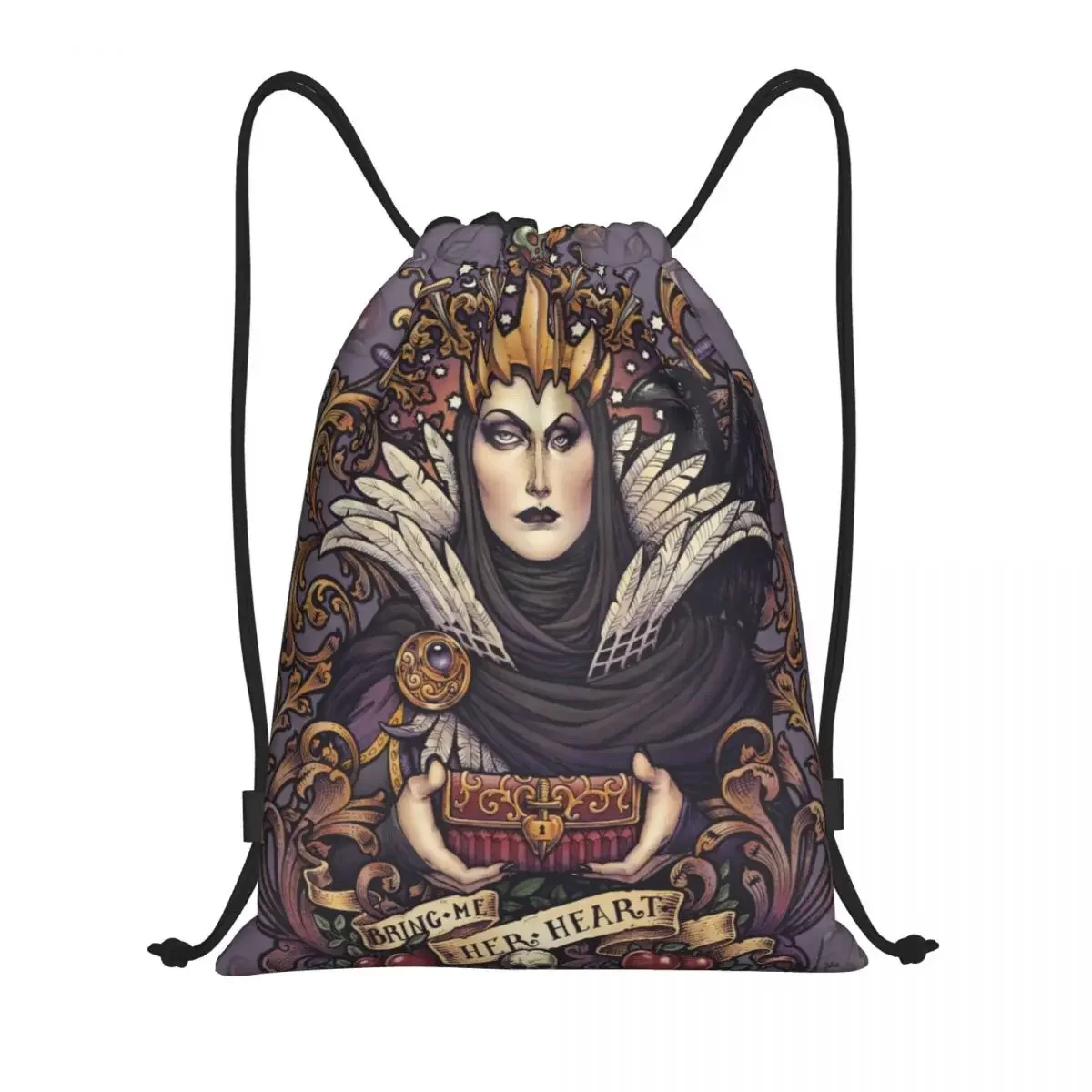 

Bring Me Her Heart Drawstring Backpack Sports Gym Bag for Men Women Evil Queen Halloween Witch Shopping Sackpack