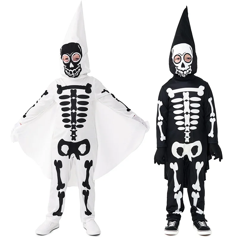 

2023 Halloween Popular Costume Children's Performance Skull cosplay Costume Bone Ghost Party Costume 2-12Y