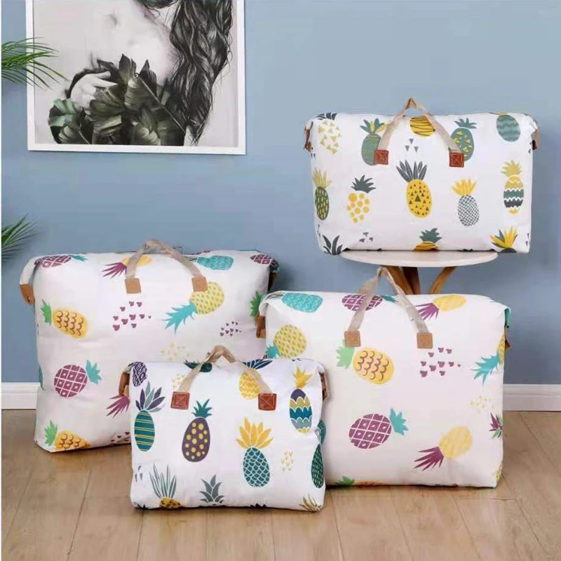 

Pastoral Style Portable Storage Bag Thick Waterproof Large-capacity Clothes Quilt Packing Finishing Bag Student Luggage Organize