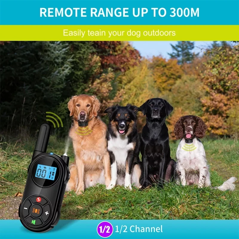 

Stop Barking Anti Bark Device Dog Training Shock Collar with Remote Control Chargeable Waterproof Pet Training Collar Adjustable