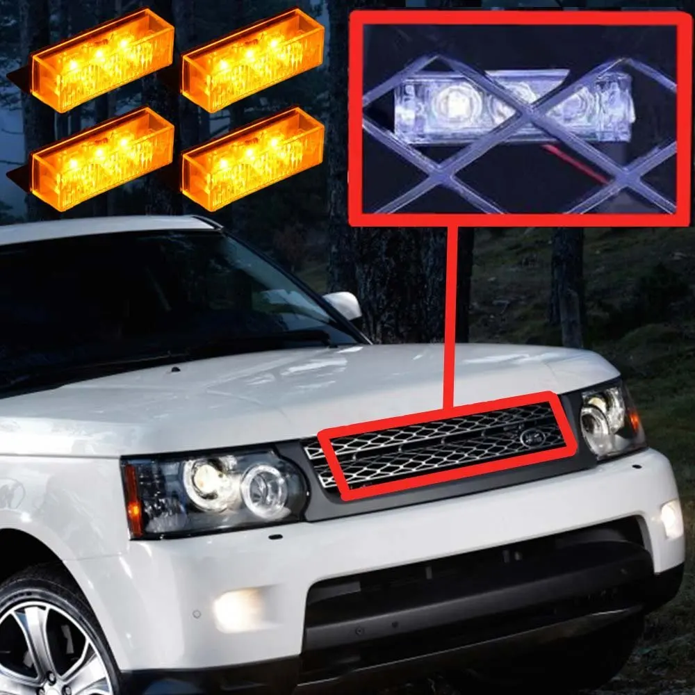 

12V Vehicle Car Front Grille Deck LED Strobe Flash 3 Flashing Modes Emergency Hazard Warning Light Bar Car Flashing Lamp