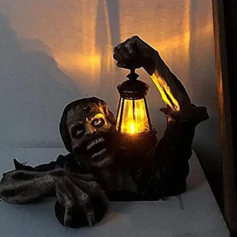 

Zombies With Lamp Statue Garden Decor For Home Yard Lawn, Halloween Creepy Zombie Sculpture