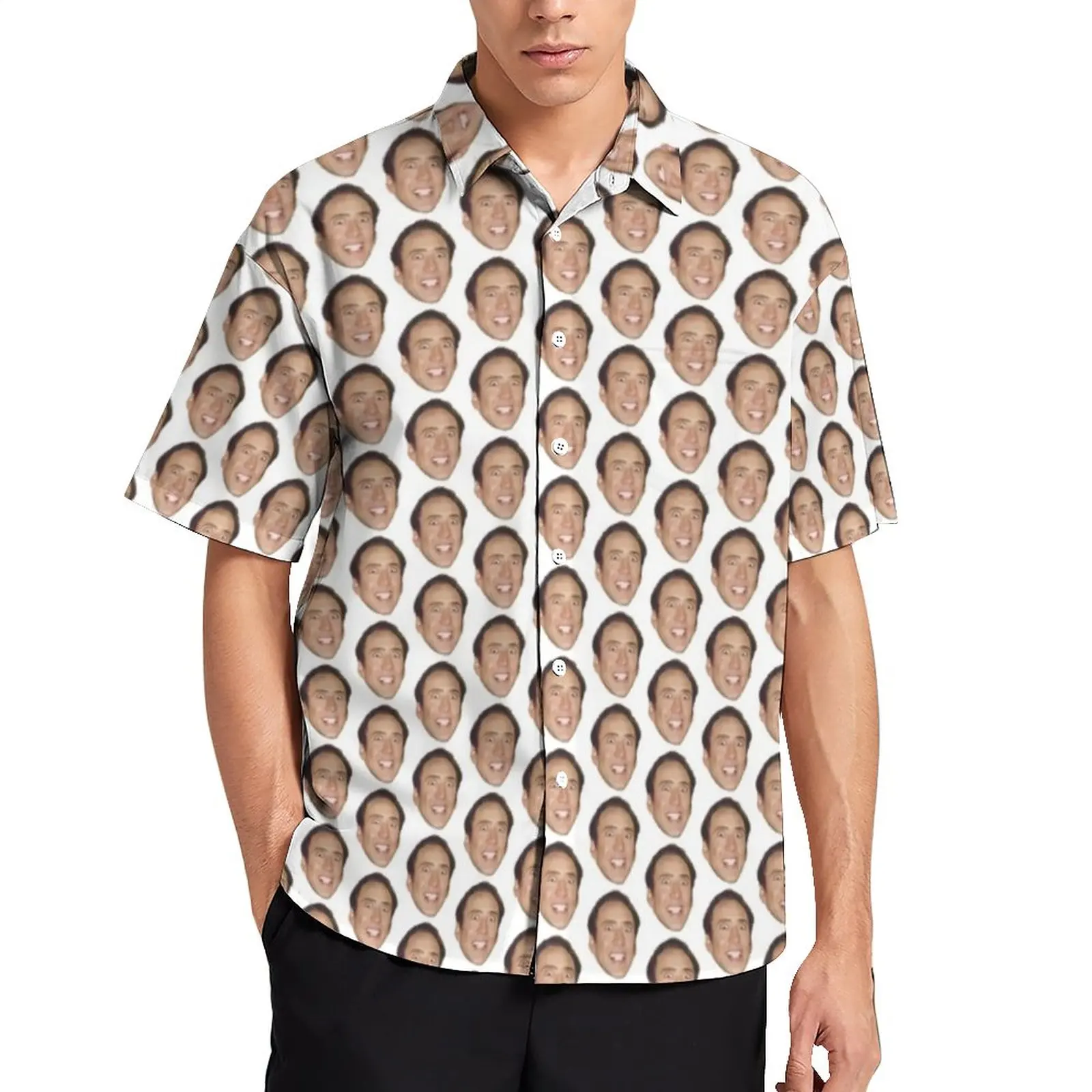 

Nicolas Cage Meme Casual Shirt Funny Face Pattern Beach Loose Shirt Hawaiian Fashion Blouses Short Sleeve Oversize Clothing