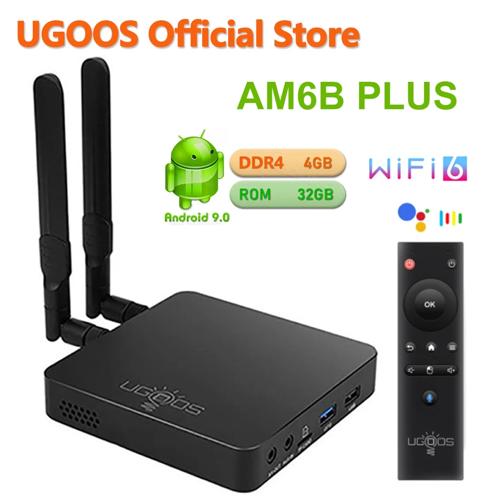 

ТВ-приставка UGOOS AM6B PLUS, 4 + 32 ГБ, 2,2 ГГц, Android 9.0
