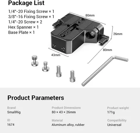 SmallRig Опорная плита для Sony FS7 A7 Canon C100 C300 C500 Panasonic GH5
