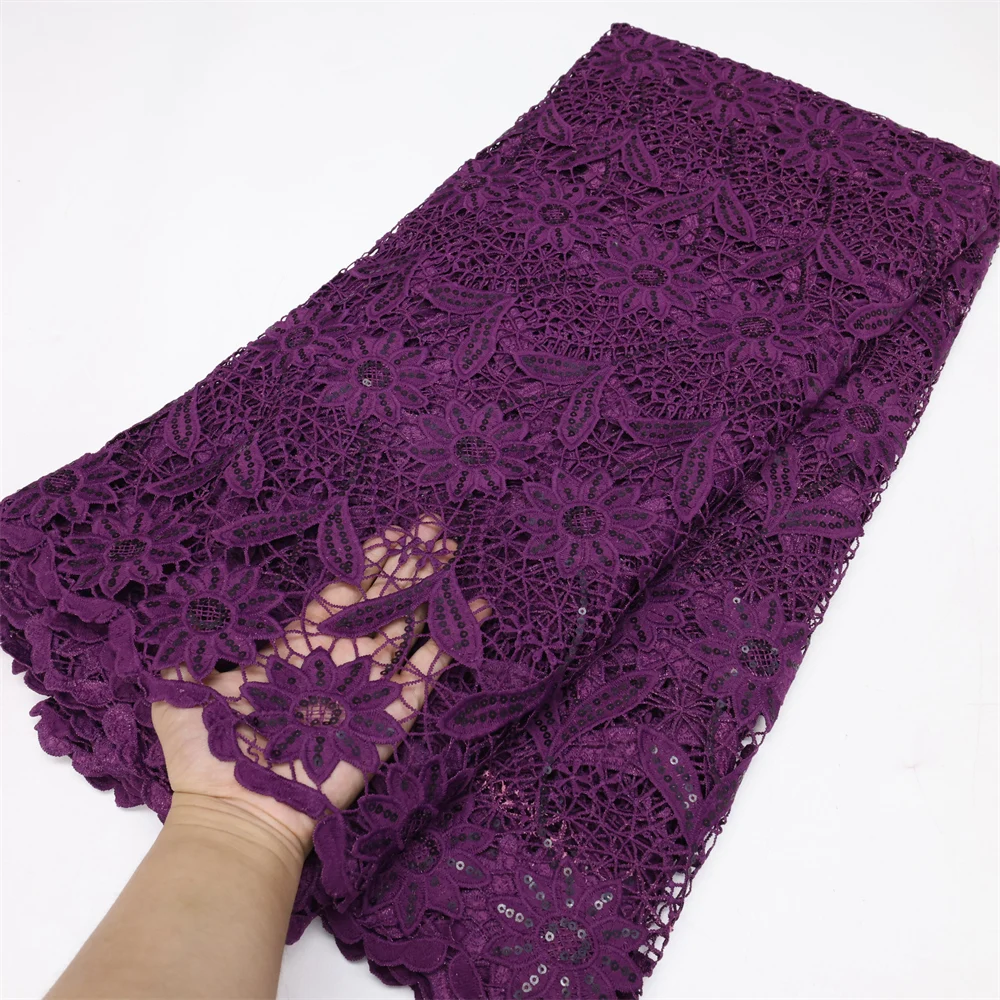 

African Guipure Mesh Lace Fabric Milk Silk Laces Embroidery French Nigerian Tulle Lace Fabric 5Yards Wedding Materials LY1786