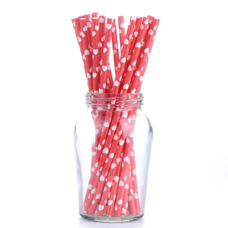 

Соломинки 100 шт. одноразовые экологически чистые творческие разлагаемые бумажные соломинки в форме сердца, искусственные палочки, украшени...